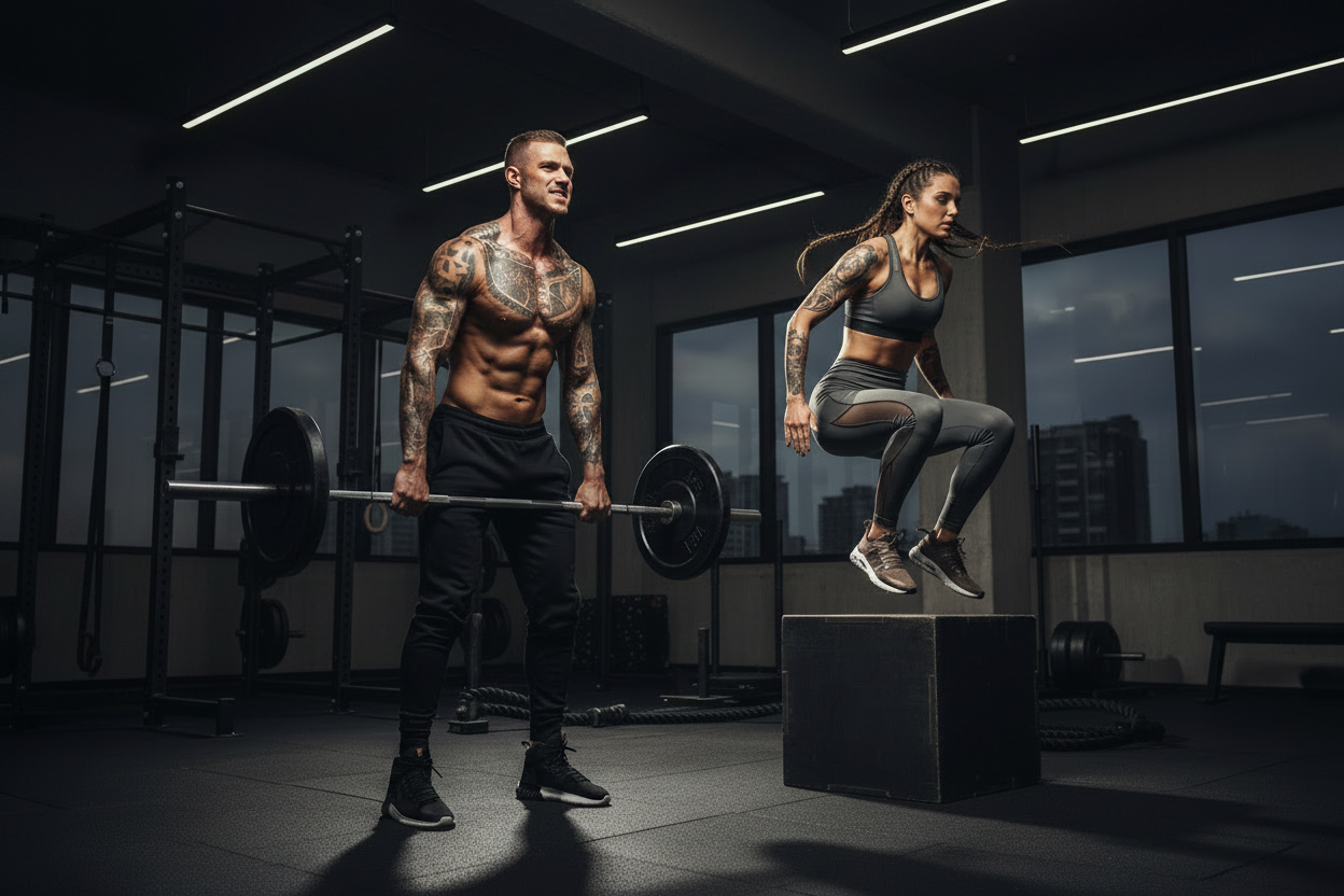 Athlètes en salle de sport